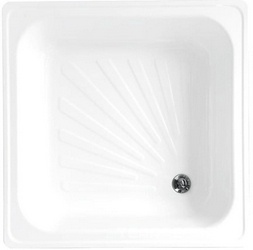 Поддон стальной, квадратный 80х80х15, белый ZZ