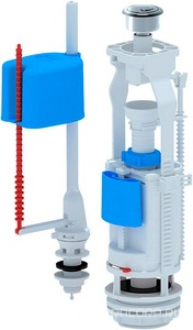 Двухрежимная арматура 3/6 л. для бачка, универсальная, нижний подвод 1/2 пластик.штуцер, хром.кнопка, комплект Ани Пласт Комплектующие WC3550M