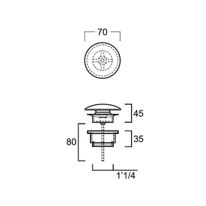 Донный клапан для раковины, универсальный, нажимной, (крышка керамика цв. белый), Simas ZZ Simas Универсал PLCE