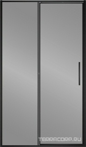 Дверь для душа, в нишу 1200хh1950мм, распашная, 1 дверь, 1 неподв.секция, правая/левая, (стекло прозр.8мм Easy Clean, фурн.цв.черный мат.), ZZ Vincea Slim 8mm VDP-4SL120CLB