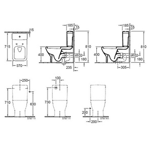 Чаша унитаза "Компакт", 370х700, (без сиденья), прямоуг. модель, (цв. 01 белый),  ZZ Villeroy & Boch Architectura 56871001