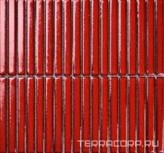 Мозаика Porcelain Mosaic Strip Mosaic 1.5х14.5 Y15FW36  матовый 29.4х31.3 Красный 