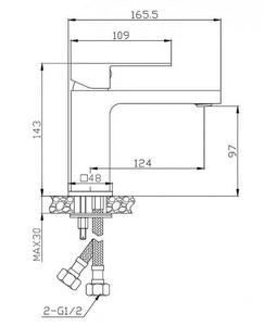 Смеситель для раковины, без д/к, (цв.хром),  ZZ BelBagno Romano ROM-LVM-CRM