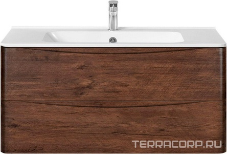 База под раковину подвесная, 2 выкатных ящика, 995x466xh500мм, без раковины, (цв.R.Wood),  ZZ Vincea Paola VMC-2P100RW