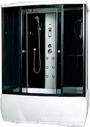 Душевая кабина 170x85x215 см, закрытая, c крышей, ГМ оборудование, Тропический верхний душ, профиль черный, ZZ