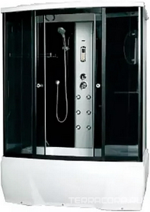 Душевая кабина 170x85x215 см, закрытая, c крышей, ГМ оборудование, Тропический верхний душ, профиль черный, ZZ Loranto Loranto CS00054501