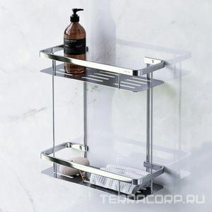 Полка для душа  прямая двухъярусная (нержав.сталь), ZZ AMPM Sense A7453200
