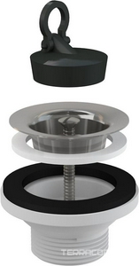 Донный клапан (Водослив) для раковины с переливом и пробкой, металл. сетка ZZ AlcaPlast Универсал A31