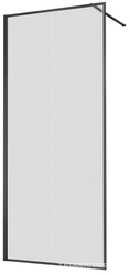 Душевая перегородка 900хh2000мм, правая/левая, (стекло рифленое 8мм Easy Clean, укорачиваемый кронштейн 1200мм, фурнит.цв.вороненая сталь), Walk-In ZZ