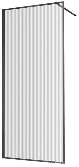 Душевая перегородка 900хh2000мм, правая/левая, (стекло рифленое 8мм Easy Clean, укорачиваемый кронштейн 1200мм, фурнит.цв.вороненая сталь), Walk-In ZZ