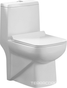 Унитаз напольный, моноблок, ободковый (воронкообразный смыв), сидение с микролифтом в компл, белый Azario ZENO AZ-1169