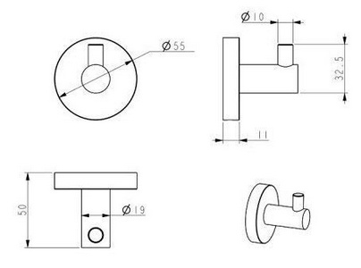 Крючок, (цв.черный матовый), Relax ZZ Cezares relax RELAX-HK-NOP