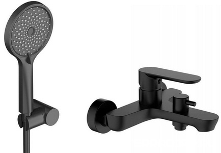 Смеситель для ванны, лейка, шланг, кронштейн в компл., (цв.черный матовый),  ZZ Cezares Stylus STYLUS-VD-NOP