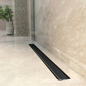 Душевой желоб 60 см, с металлич. обрамл. бортика, поворотный сифон d-50 мм, комбинированный затвор, решетка под плитку нерж.сталь, цв. черный мат, ZZ Berges Optim Line Plus 095506