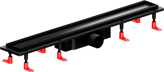 Душевой желоб 70 см, комбинированный затвор, решетка под плитку из нерж.стали, цв.черный ZZ