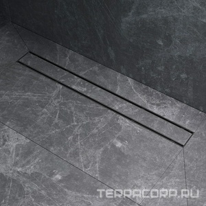 Душевой желоб 70 см, комбинированный затвор, решетка под плитку из нерж.стали, цв.черный ZZ AMPM Универсал W02SC-U11-070-04BM