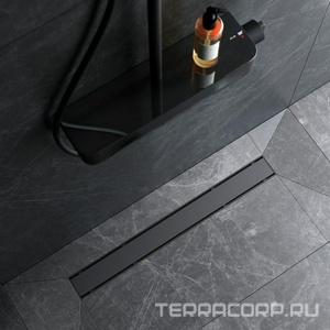 Душевой желоб 70 см, комбинированный затвор, решетка под плитку из нерж.стали, цв.черный ZZ AMPM Универсал W02SC-U11-070-04BM