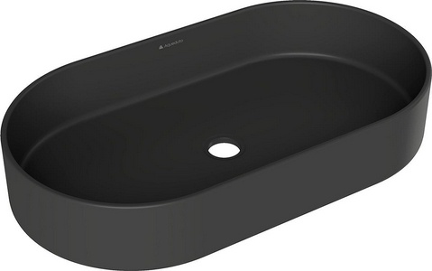 Раковина накладная на столешницу, овальная, 600x390хh120мм, без отв.д/смесит., без перелива, (цв.черный матовый),  Aqueduto Espiral ESP0240