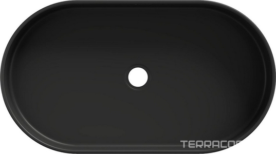 Раковина накладная на столешницу, овальная, 600x390хh120мм, без отв.д/смесит., без перелива, (цв.черный матовый),  Aqueduto Espiral ESP0240