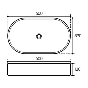Раковина накладная на столешницу, овальная, 600x390хh120мм, без отв.д/смесит., без перелива, (цв.черный матовый),  Aqueduto Espiral ESP0240