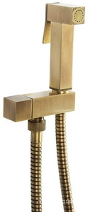 Гигиенический душ со шлангом 120см, запорным вентилем и держателем, (цв.бронза), Cezares ZZ Cezares Универсал CZR-L-DIF-02