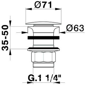 Донный клапан для раковины, незапираемый, G 1 1/4, (цв.черный матовый),  СНЯТ С ПРОИЗВОДСТВА,   Cisal  XXZZ Cisal Универсал ZA00161040