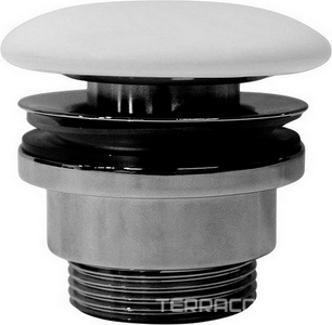 Донный клапан для сливного отверстия раковин без перелива, G 1 1/4, (крышка керамика цв.белый матовый), GSI ZZ GSI Универсал PVC09