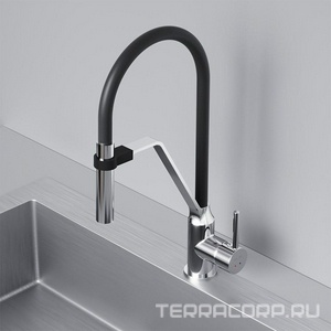 Смеситель для кухни  с гибким изливом, цв.хром/черный излив, ZZ AMPM Like F8013000