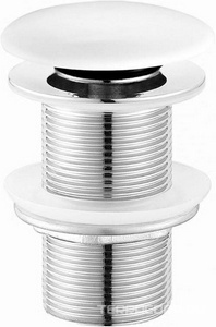 Донный клапан для сливного отверстия раковин без перелива, нажимной Clic-Clac, G 1 1/4, (металл, крышка керамика цв.белый), Cezares Cezares Универсал CZR-SC-Bi