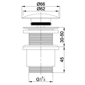 Донный клапан для сливного отверстия раковин без перелива, нажимной Clic-Clac, G 1 1/4, (металл, крышка керамика цв.белый), Cezares Cezares Универсал CZR-SC-Bi