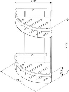 Полка для душа угловая двухъярусная, хром, ZZ AMPM Sense L A7454200
