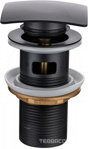 Донный клапан для сливного отверстия раковин с переливом, нажимной Clic-Clac, G 1 1/4, квадрат, (металл цв.черный матовый),  ZZ Allen Brau Infinity 5.21026-31