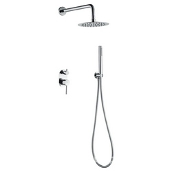 Комплект встраиваемого смесителя для ванны/душа (смеситель с внешней и встраив.частью, лейка, шланг, верхний душ с кронштейном), цв.хром ZZ