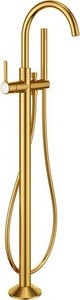 Смеситель для ванны, напольный, душевая лейка, шланг в компл., (цв.брашированное золото),  ZZ Cezares Eco ECO-VDP-BORO
