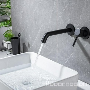 Смеситель для раковины, встраиваемый в стену, излив 195мм, встраив.часть в компл., (цв.черный матовый),  Allen Brau Priority 5.31030-31