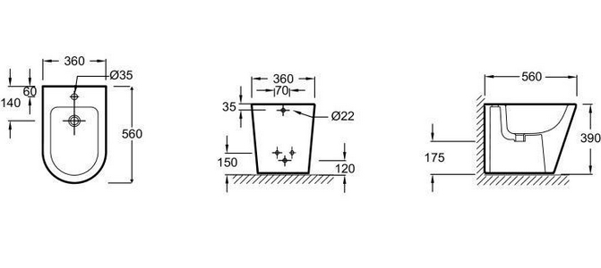 Биде напольное RODIN+ , цв белый, ZZ Jacob Delafon Rodin EBJ0002-00