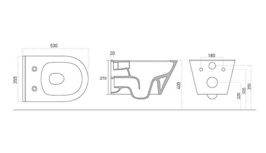 Унитаз подвесной, безободковый, БЕЗ крышки-сиденья (ном.n142523), цв. белый XX Aquanet Logan 288924