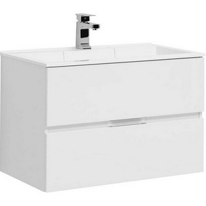 Тумба подвесная "" - 80 см,2 выдвижн. ящик, БЕЗ раковины "Фортуна", цв. белый ZZ Aquanet Алвита 00235339
