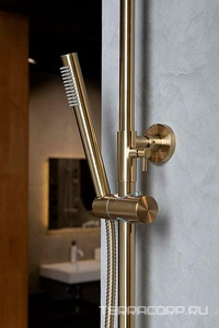 Стойка для душа со смесителем, Uno 468-MG matt gold верхний душ, цв. матовое золото, ZZ Boheme UNO 468-MG