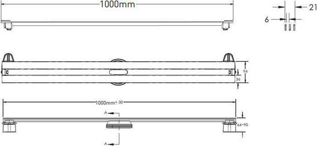 Душевой трап Berges WasserhausSUPER Slim 1000 мм, цвет матовый хром ZZ Berges Универсал 090155 (090155-А)