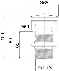 Донный клапан для сливного отверстия раковин без перелива, нажимной Clic-Clac, G 1 1/4, (металл цв.черный матовый),  ZZ Allen Brau Priority 5.31024-31