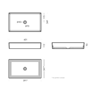 Раковина- чаша накладная  60, прямоугольная, без отверстия под смеситель, белая Sanita Luxe Novel Slim WB.CT/Novel/60-N.Slim/WHT.G/S1 / NOV60SLWB01S