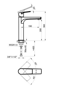 Смеситель для раковины высокий,  цвет черный Azario Treya AZ-156845524