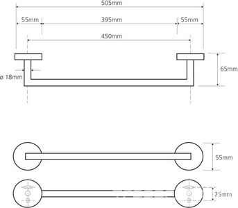 Полотенцедержатель 500мм, (цв.черный матовый),  ZZ Bemeta Dark 104204020