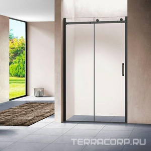 Дверь для душа, в нишу 1300хh1950мм, раздвижная, 1 дверь, 1 неподв.секция, правая/левая, (стекло прозрачн.8мм, фурн.цв.черный матовый),  ZZ Vincea Como VPS-1C130CLB