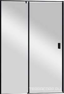 Дверь в нишу 1200хh1950мм, распашная с неподв. сегментом, вход справа/слева, (стекло прозр. 6мм, фурнит.цв.черный мат.),  ZZ Cezares Urban URBAN-B-12-120-C-NERO