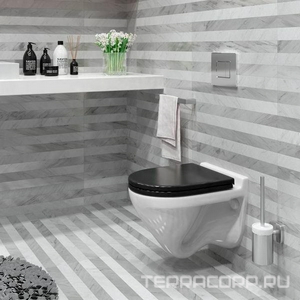 Унитаз подвесной Attica Color Black Luxe 490*380*340, крышка микролифт, без комплекта крепежа, белый, крышка черная, ZZ Sanita Luxe Attica luxe ATCSLWH0110