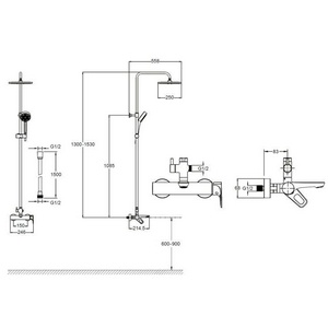 Колонна для ванны/душа с однорычажным смесителем, круглым верхним и ручным душем ZZ Jacob Delafon Aleo E26809-CP