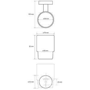Стакан для зубных щеток, настенный, (цв.черный матовый / матовое стекло),  ZZ Bemeta Dark 104110010