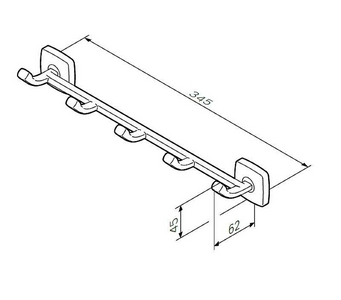 Планка с 5-ю крючками, хром,  AMPM Gem A9035900